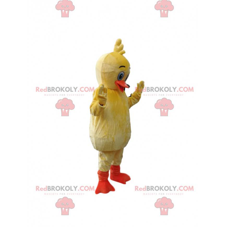 Mascotte de petit canard jaune avec un bec orange -