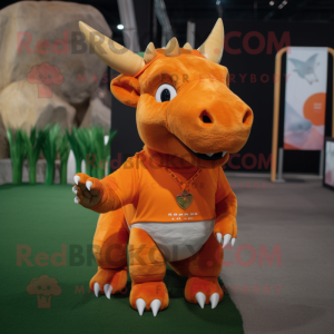 Oranje Triceratops mascotte...