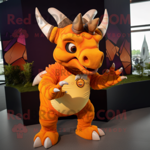 Oranje Triceratops mascotte...