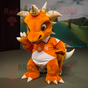 Orange Triceratops maskot...