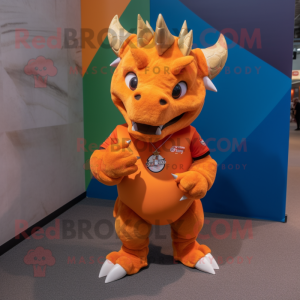 Oranje Triceratops mascotte...