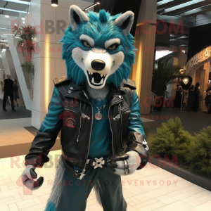 Teal Wolf mascotte kostuum...