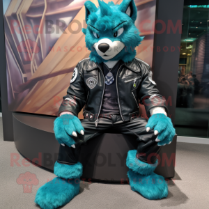 Teal Wolf mascotte kostuum...