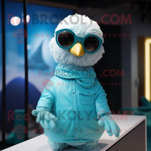 Cyan Gull maskot kostym...