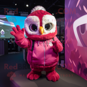 Magenta Owl maskot kostume...