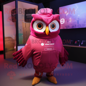 Magenta uggla maskot kostym...