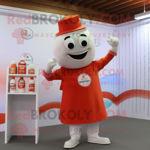 Cream Bottle Of Ketchup mascot costume character dressed with a Polo Tee and Bracelet watches