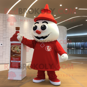 Cream Bottle Of Ketchup mascot costume character dressed with a Polo Tee and Bracelet watches