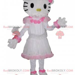 Hello Kitty maskot, med en vacker vit och rosa klänning -