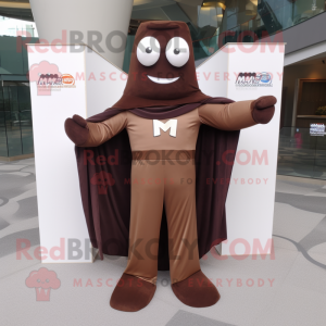 Brown Superhero mascot costume character dressed with a Maxi Dress and Pocket squares