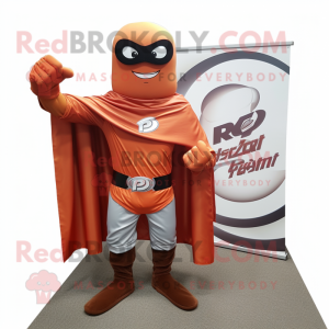 Rust Superhero mascot costume character dressed with a Wrap Skirt and Cufflinks