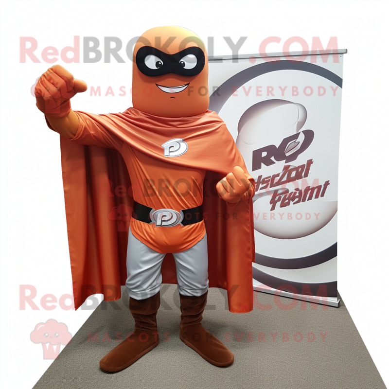 Rust Superhero mascot costume character dressed with a Wrap Skirt and Cufflinks Rust Superhero mascot costume character dressed with a Wrap Skirt and Cufflinks