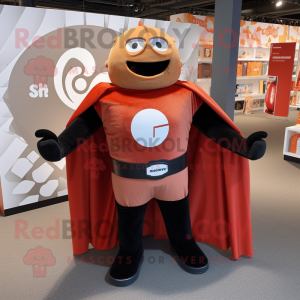 Rust Superhero mascot costume character dressed with a Wrap Skirt and Cufflinks