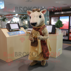 Tan Tapir maskot drakt...