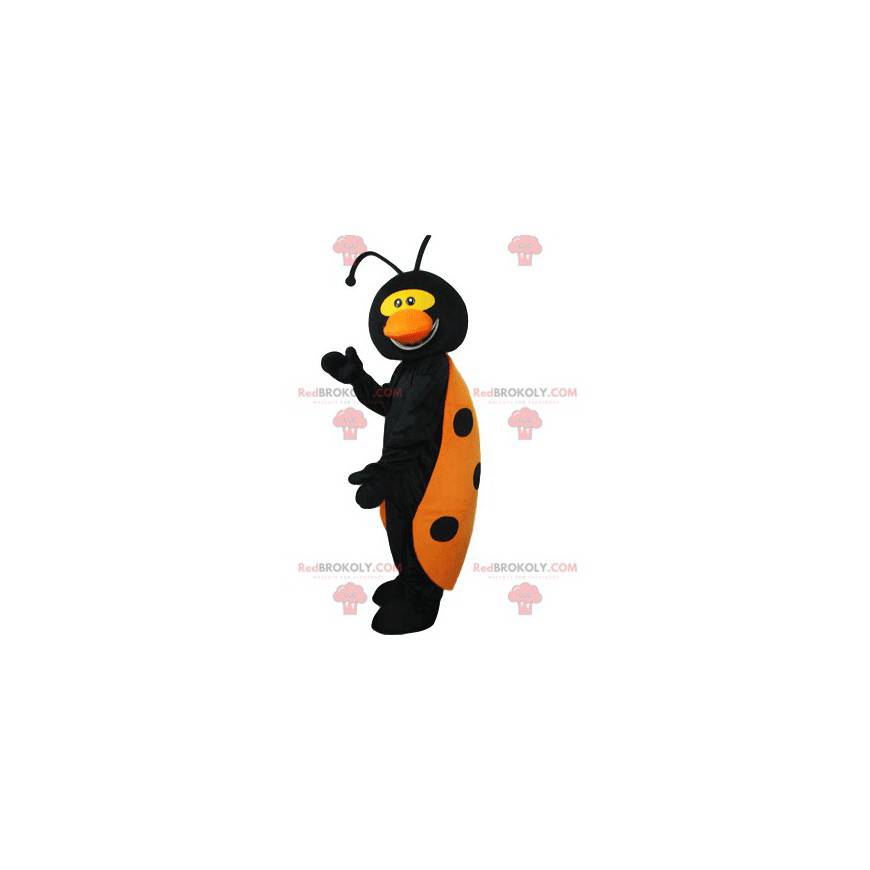 Mascota de mariquita negra y amarilla muy divertida - Mascota de mariquita negra y amarilla muy divertida -