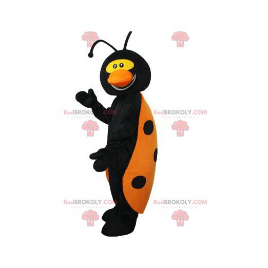 Zeer grappige mascotte zwart en geel lieveheersbeestje -