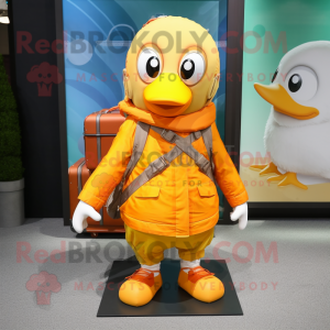 Gul mandarin maskot kostume...