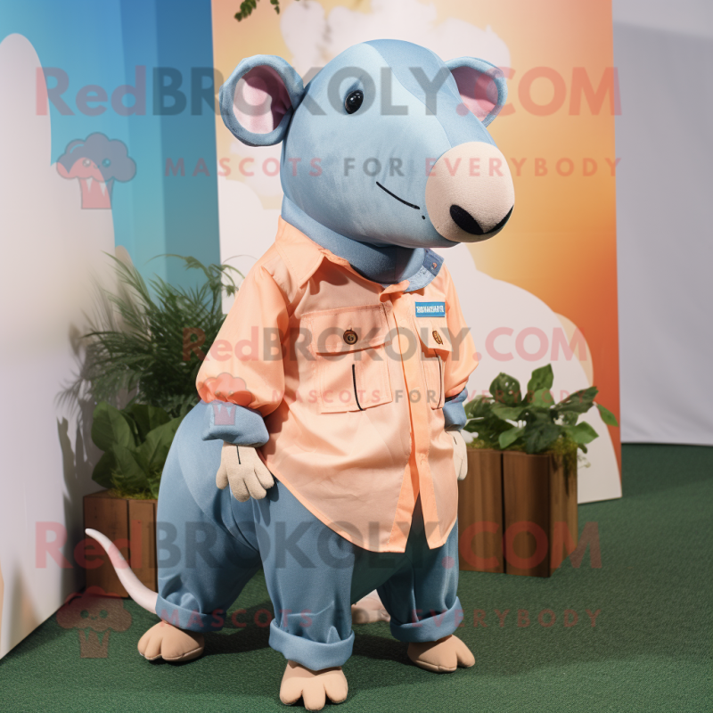 Peach Tapir mascot costume character dressed with a Chambray Shirt and Cummerbunds Peach Tapir mascot costume character dressed with a Chambray Shirt and Cummerbunds