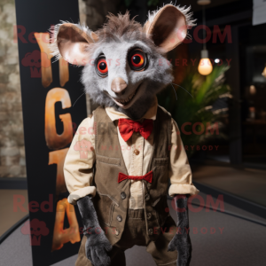 Rust Aye-Aye mascot costume character dressed with a Waistcoat and Bow ties