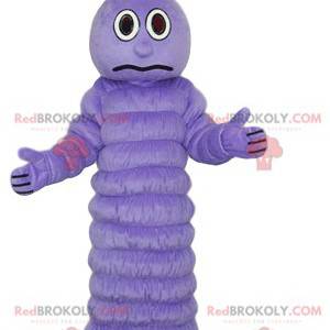 Purple caterpillar mascot with a surprised look - Redbrokoly.com
