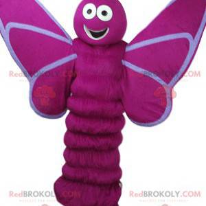 Mascota de la mariposa fucsia con una gran sonrisa -