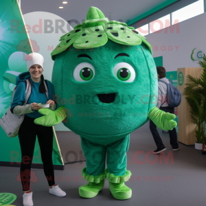 Green Tacos mascot costume character dressed with a Playsuit and Beanies