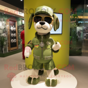 Olive Dog mascot costume character dressed with a Shorts and Bracelet watches