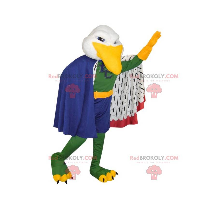 Kleurrijke vogel zeemeeuw mascotte met een cape - Redbrokoly.com