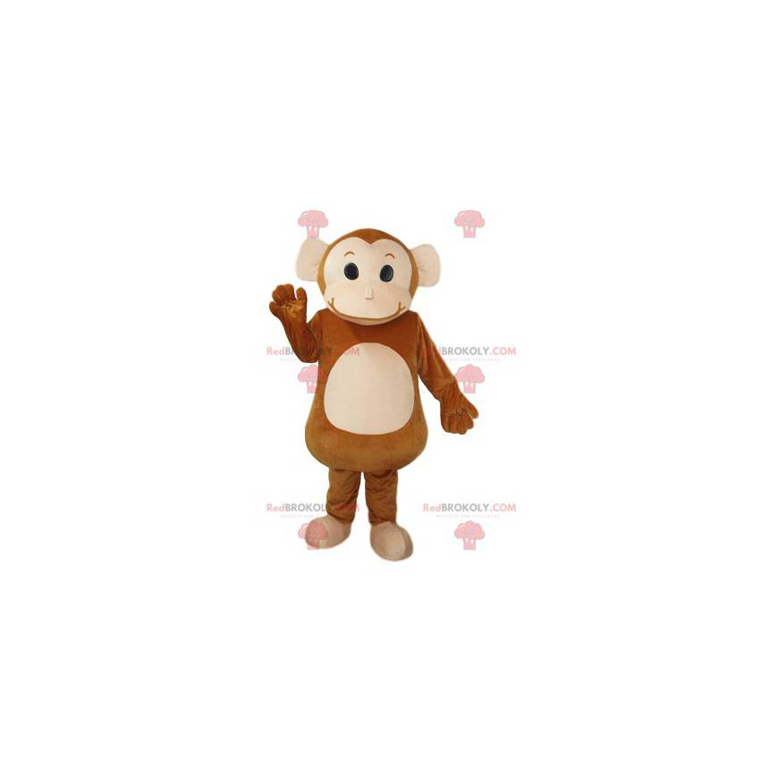 Maskotka mały brązowy i kremowy małpa. Kostium małpy -