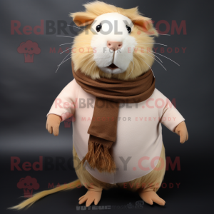 Tan Guinea Pig mascot costume character dressed with a Jeggings and Scarf clips