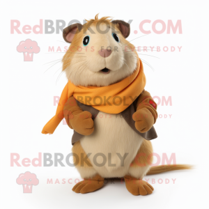 Tan Guinea Pig mascot costume character dressed with a Jeggings and Scarf clips