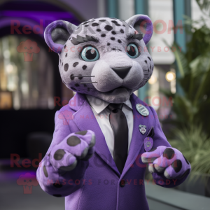 Lavender Jaguar mascot costume character dressed with a Suit and Cufflinks