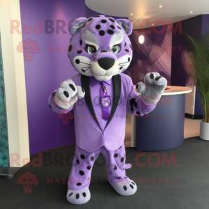 Lavender Jaguar mascot costume character dressed with a Suit and Cufflinks