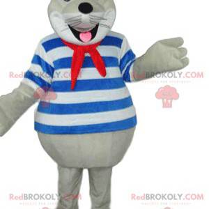 Very smiling seal mascot in sailor suit - Redbrokoly.com