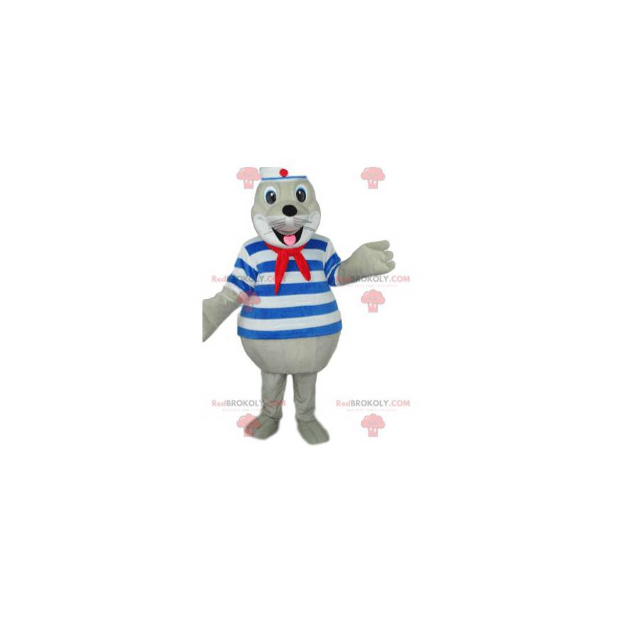 Velmi usměvavý maskot pečeť v námořnickém obleku - Velmi usměvavý maskot pečeť v námořnickém obleku -