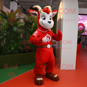 Red Goat maskot kostume...