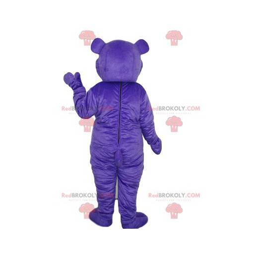 Mascotte d'ourson violet avec un nez en forme de cœur -