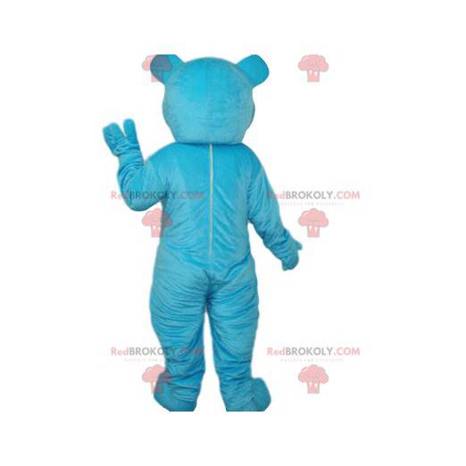 Blaues Bärenmaskottchen mit staunenden Augen - Redbrokoly.com