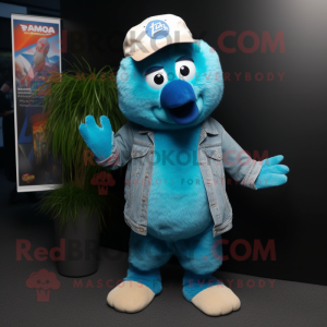 Cyan Kiwi maskot kostume...