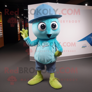 Cyan Kiwi mascotte kostuum...