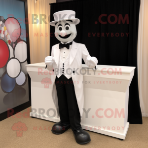 White Soccer Goal mascot costume character dressed with a Tuxedo and Cufflinks