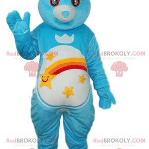 Mascote urso azul com olhos maravilhados - Redbrokoly.com