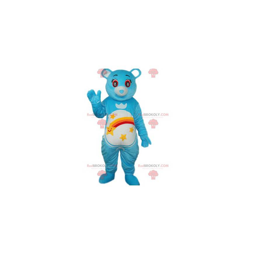 Mascotte d'ourson bleu avec des yeux émerveillés - Mascotte d'ourson bleu avec des yeux émerveillés -