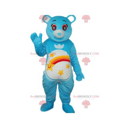 Mascotte orso blu con occhi stupiti - Redbrokoly.com