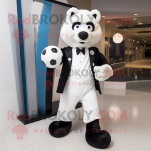 White Soccer Goal mascot costume character dressed with a Tuxedo and Cufflinks