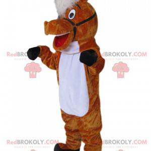 Mascotte cavallo marrone super entusiasta - Redbrokoly.com