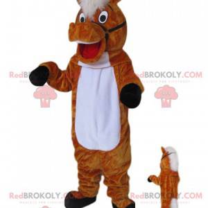 Mascotte de cheval marron super enthousiaste - Redbrokoly.com