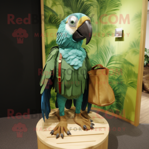 Oliven Macaw maskot kostume...