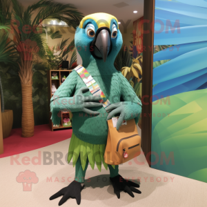 Olive Macaw maskot kostym...