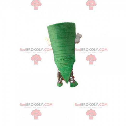 Mascote do boneco de neve verde com uma aparência desagradável